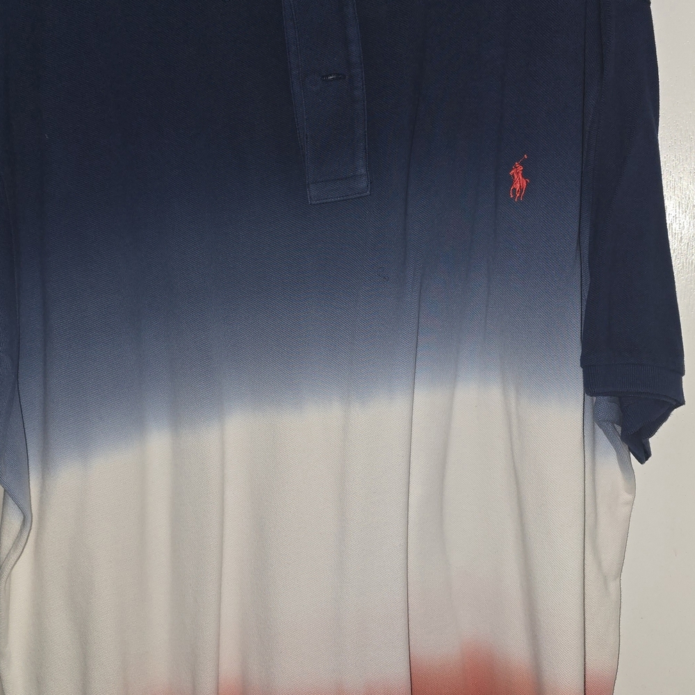 Polo by Ralph Lauren Men's Navy and White Ombre Polo